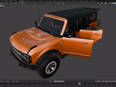 Ford Bronco rigged  Low-poly 3D model