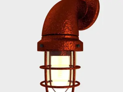 INDUSTVILLE industrial outdoor wall light in rust 3D model