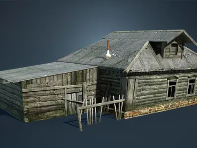 Abandoned Russian Village Collection Low-poly 3D model