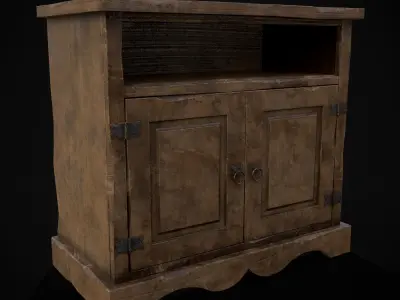 Medieval Antique Small Cabinet Low-poly 3D model