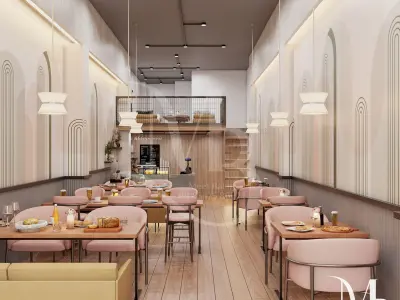 INTERIOR  MODERN CAFE 3D  FULL MODEL WITH LIGHTING 3D model