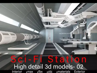 Sci-fi Station 02- High detail 3d models Low-poly 3D model
