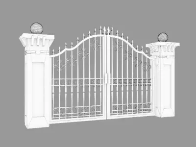 A Gate wrought iron with lights 3D model