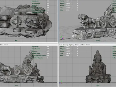 Cibeles chariot of madrid Low-poly 3D model