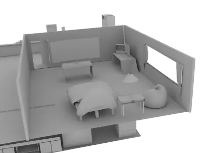 Mini Mansion Interior  Low-poly 3D model