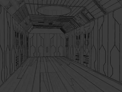 Sci Fi Corridor in Space Low-poly 3D model