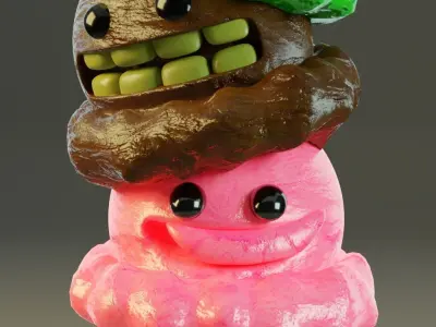 Octopus Ice Cream Low-poly 3D model