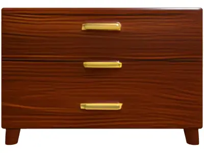 Modern Wooden ThreeDrawer Dresser Low-poly 3D model