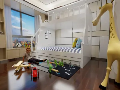 Modern Boy Children Bedroom 3D Model 3D model