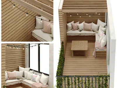 Residential Modern Balcony Set 3D Model Pack