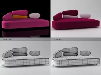 Mosspink four different colored sofas 3D model