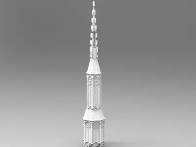 Gothic Cathedral Cult Thin Tower 1 3D model