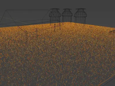 Farmland with barns and buildings Low-poly 3D model