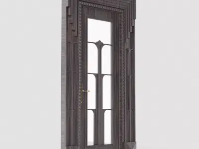 3D Door wooden in style of art deco Low-poly 3D model