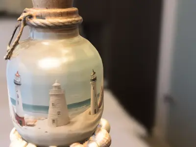 Coastal Lighthouse in Glass Jar Low-poly 3D model