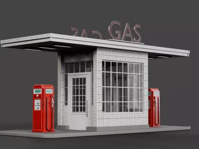 Retro gas station 3D model