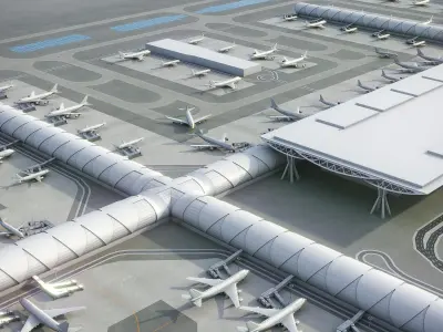 Bangkok - Suvarnabhumi Airport - BKK Low-poly 3D model