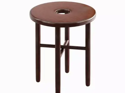 Namba Walnut Stool 02 Low-poly 3D model