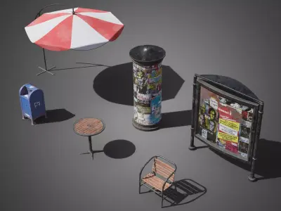 Street props vol 2 Low-poly 3D model