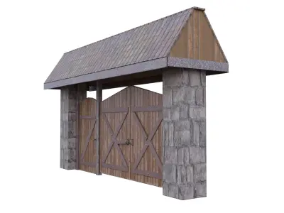 Rustic Farm Gate Low-poly 3D model
