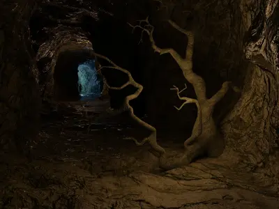 cave with tunnel Low-poly 3D model
