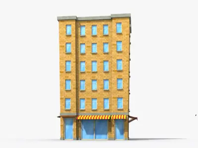 Cartoon Building x20 Low-poly 3D model