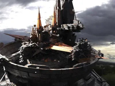 Sci fi Core Magma crystal Dish Array Kitbash  Low-poly 3D model