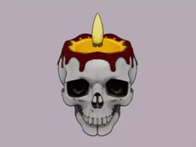 Skull shaped candle  3D Game Ready Model 3D model