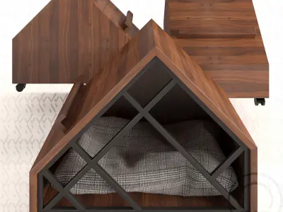 Grid pet House Low-poly 3D model