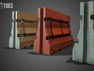 3D Construction Traffic Barricades - Game Ready Low-poly 3D model