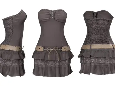 Bandeau Mini Dress Low-poly 3D model