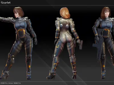 Scifi Soldier Scarlet Low-poly 3D model