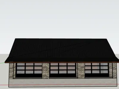 3 bay garage Low-poly 3D model