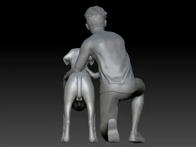 KID PLAY WITH DOG 1 3D print model