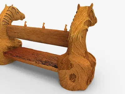 Horse headed style bench design Low-poly 3D model