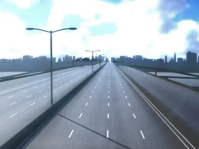 Freeway01 empty highway with bridge over it 3D model