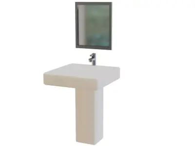 Sink And Mirror Low-poly 3D model