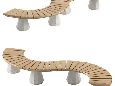 CONCRETE MODULAR BENCH 156 3D model