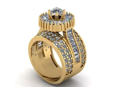 Diamond cluster ring  3D print model