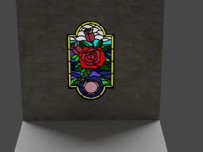 Stain Glass Rose Flower 3D model