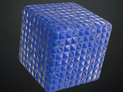 Modern Glossy Electric Blue Geometric Pyramid Tiles PBR Seamless Texture