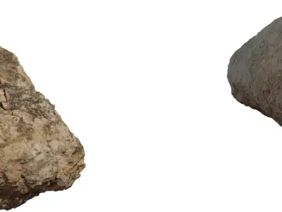 Limestone Boulder Pair  Low-poly 3D model