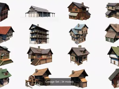 Cottage Set house 3D Model Pack