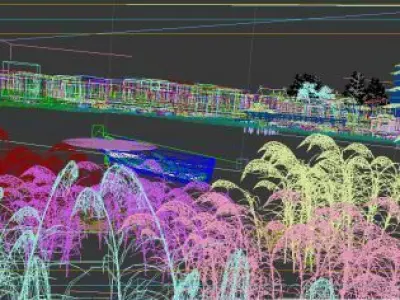 Chinese Creek reed scene watr 3D model