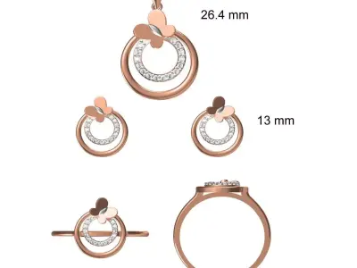 Light wt Ring Earrings Pendant set stl jcd 1-render details 3D print model get