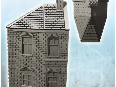 Brick building with tiled roof and floor 8 - Modern WW2 WW1 Worl 3D print model