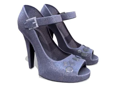 Open Toe Stiletto High Heel Shoes With Gem Stones Low-poly 3D model