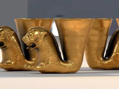Achaemenid golden cup Low-poly 3D model