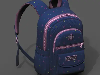 Backpack Camping bag baggage pockets product  Low-poly 3D model