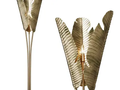 Tropical Large Brass Floor Lamp 3D model
